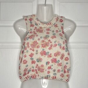 Zara Floral Knit Crop Top - Pink and Cream